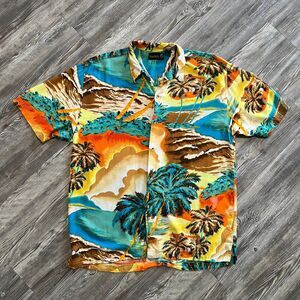 90s Thums Up Rayon Aloha Shirt M